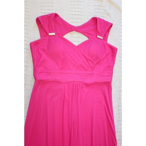 NWT Cinderella A Line Maxi Dress Bead Accented Fuchsia Gown Size 2XL Bridesmaid - Picture 8 of 12